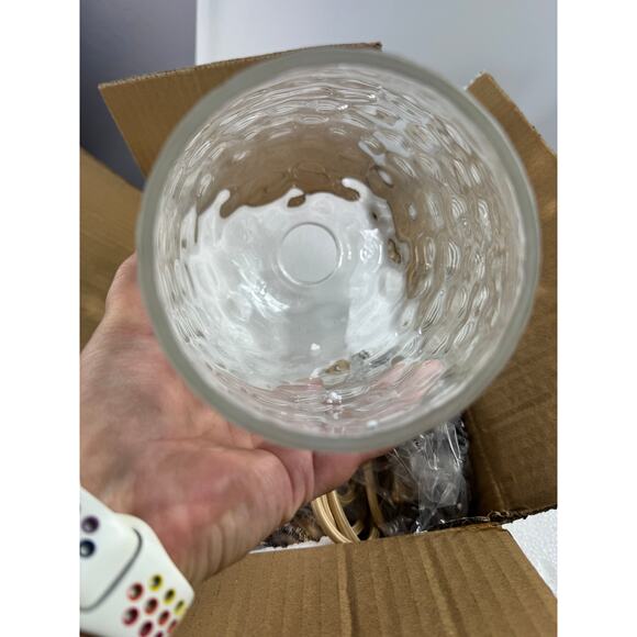 Saduenfr Glass Farmhouse Style Pendant Hanging Light Fixture Brushed Gold - Picture 4 of 7